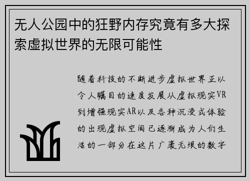 无人公园中的狂野内存究竟有多大探索虚拟世界的无限可能性